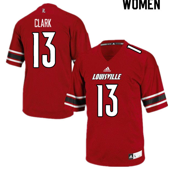 Women #13 Kei'Trel Clark Louisville Cardinals College Football Jerseys Sale-Red - Click Image to Close